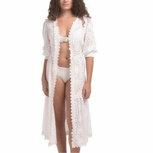 Elan White Scalloped Swim Coverup